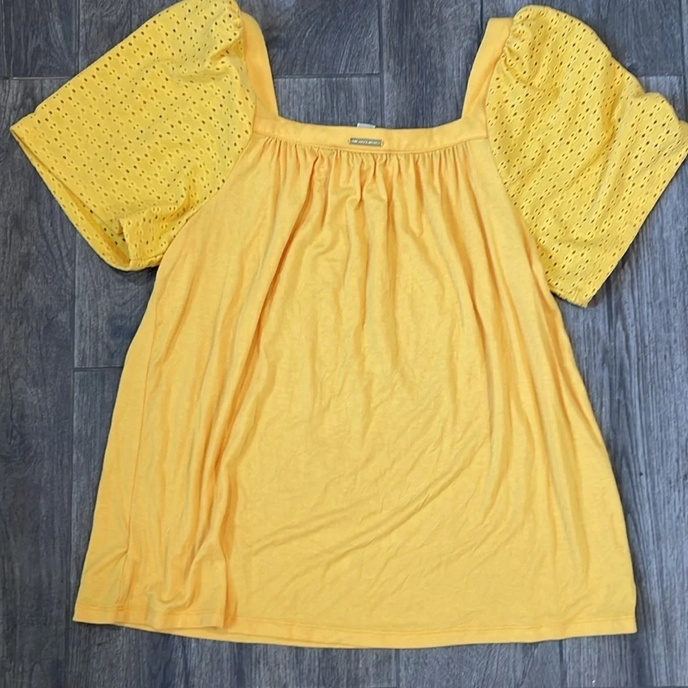 Michael Kors Yellow Eyelet Sleeve Blouse